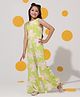 Cherry & Jerry Seersucker Woven Sleeveless Floral Printed Jumpsuit - Green