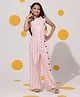 Cherry & Jerry Cotton Blend Woven Sleeveless Hearts Printed Jumpsuit - White