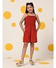 Cherry & Jerry Woven Sleeveless Solid Romper -Orange