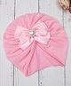 Yellow Bee Heart Designed Bow Applique Detailed Turban Cap - Light Pink