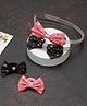 Yellow Bee Bow Applique Detailed Hair Band and Rubber Bands Set - Pink & Black