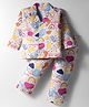 Rikidoos Full Sleeves Abstract Printed Coordinating Night Suit Set - Light Beige