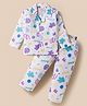 Rikidoos Full Sleeves Abstract Printed Coordinating Night Suit Set - White