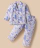 Rikidoos Full Sleeves Typography Printed Coordinating Night Suit Set - Light Blue