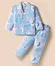 Rikidoos Full Sleeves Stars & Moon Printed Coordinating Night Suit Set - Sky Blue