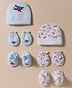 Ben Benny Interlock Knit Cap Mitten & Booties Set with Airplane Print Pack of 2 Light Blue & White - Diameter 9 cm