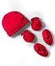Ben Benny Interlock Knit Solid Cap Mittens & Booties Red - Diameter 9 cm