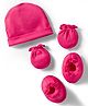 Ben Benny Interlock Knit Solid Cap Mittens & Booties Fucshia - Diameter 9 cm
