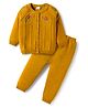 Babyhug Knitted Full Raglan Sleeves Sweater Set With Floral Embroidery - Yellow