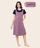 Quira Woven Half Sleeves Abstract Printed Maternity  Nighty With Concealed Zipper Nursing Access - Mauve