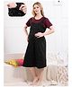 Quira Viscose Woven Half Sleeves Stars Printed Maternity Nighty With Side Side Zipper Nursing Access - Black
