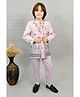 BT DEZINES Satin Woven Solid Sherwani Trouser With Full Sleeves Floral Embroidered Jacket & Necklace Set - Lilac