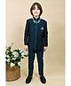 BT DEZINES Silk Woven Solid Sherwani Trouser With Full Sleeves Chevron Embroidered Jacket & Necklace Set - Royal Blue
