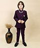 BT DEZINES Silk Woven Solid Sherwani Trouser With Full Sleeves Chevron Embroidered Jacket & Necklace Set - Wine