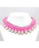 Pihoo Navratri Diwali Festive Theme Ethnic Handwork Thread And Beads Detailed Necklace - Light Pink
