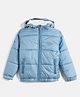 OKANE Woven Full Sleeves Hooded Padded Jacket With Text Print - Blue