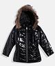OKANE Full Sleeves Solid Colour Padded Jacket with  Detachable Hood - Black