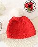 Woonie Pom Pom Embellished & Self Designed Hand Knitted Cap - Red - Circumference - 40 Cm