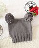 Woonie Knit Pom Pom Detailed Hand Knitted Cap - Grey - Circumference 30Cm