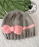 Woonie Knit Bow Applique Detailed Hand Knitted Cap - Grey - Circumference 27.5 Cm