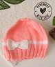 Woonie Knit Bow Applique Detailed Hand Knitted Cap - Peach - Circumference 27.5 Cm