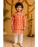 TOONYPORT Cotton Knit Full Sleeves Dog Printed Kurta With Pyjama Set - Red