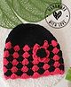 Woonie Floral Applique Detailed Hand Knitted Cap - Black- Circumference 30 Cm