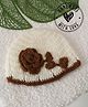 Woonie Floral Applique Detailed Crochet Cap - Cream - Circumference 30 Cm
