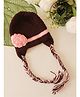 Woonie Floral Applique Detailed Crochet Cap - Brown - Circumference 30 Cm