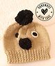 Woonie Knit Animal Designed Pom Pom Embellished Hand Knitted Cap - Beige - Circumference 30 Cm