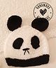 Woonie Knit Panda Designed Pom Pom Embellished Hand Knitted Cap - White - Circumference 32.5 Cm