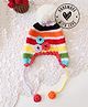 Woonie Pom Pom & Button Applique Detailed Handmade Crochet Cap - Multi Colour - Circumference - 30 Cms