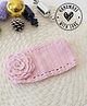 Woonie Floral Applique Detailed Hand Knitted Headband - Pink