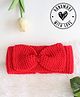 Woonie Hand Knit Bow Applique Detailed Headband - Red