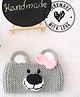 Woonie Bear Designed Bow Applique Hand Knitted Headband - Grey