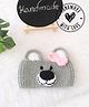 Woonie Bear Designed Bow Applique Hand Knitted Headband - Grey