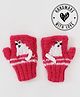Woonie Hand Knit Cat Designed Fingerless Gloves - Pink