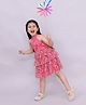 Lil' Drama Knit Sleeveless Floral Printed Layered Halter Neck Dress - Pink