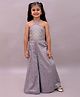 Lil' Drama Cotton Knit Sleeveless Abstract Foil Printed Halter Neck Jumpsuit - Grey