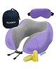 Billebon Neck Pillow Lavendar Memory Foam Filled Multi Contour Shape with Eye Mask ,  Travel Pouch