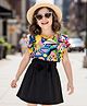 OLLINGTON ST. Cotton Half Sleeves Top & Knit Skirt Set -  Multicolor & Black