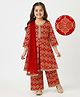EARTHY TOUCH Single Jersey Knit Full Sleeves Kurta salwar & Dupatta Set With Floral Print - Rust Orange