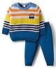 Babyhug Knitted Full Sleeves Striped Sweater Set - Navy Blue