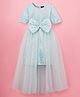 Hola Bonita Knit Half sleeves Party Dress & Skirt With Floral Sequin and  Shimmer Veil With Bow Applique - Light Blue