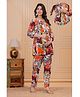 CeleBravo Rayon Woven Three Fourth Sleeves Abstract  Printed Maternity Kurti With Side Zipper Nursing Access & Pant Set - Multi Colour