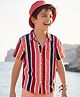 Pine Kids Cotton Woven Half Sleeves Shirt With Stripes - Multicolour