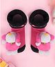 Yellow Bee Cotton Teddy Bear Applique Detailed Anti Skid Socks - Pink