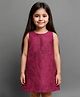 KIDSDEW Jacquard Woven Sleeveless Floral Embroidered A Line Dress - Fuchsia