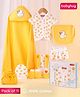 Babyhug Premium 100% Cotton Newborn Gift Set  11 Pcs Clothing Hamper Duck Print - Yellow| Jhabla, Bib, Wrapper, Mittens, Booties, 3 Wash cloths & 2 Nappies| Gift Set for New Born Boys & Girls