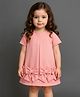 KIDSDEW Scuba Knit Half Sleeves Bow Embellished Dress - Pink